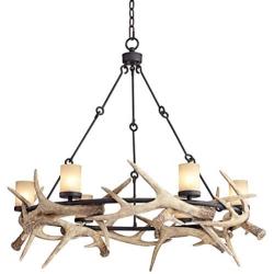 Antler Lodge Black Large Round Chandelier 36 3/4'' Wide Country Cottage Rustic LED Woven Deer Horn 6-Light Fixture for Dining Room House Island Entryway Bedroom Living Room - Franklin Iron Works