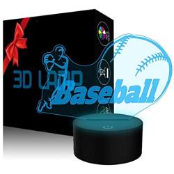 Baseball Night Light, YKLWORLD 3D Optical Illusion Table Lamp 7 Color Changing Touch Control with USB Cable Kids Toys Bed Room Decor Best Birthday Gifts for Boys Baseball Lover