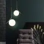 Modo Lighting Pendant Light Industrial Fixture, Golden with Frosted Glass Globe Shade Adjustable Island Kitchen Living Room Ceiling Lamp (9.8'')