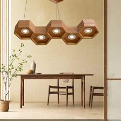 Antique LED Wood Chandelier Honeycomb Ceiling Lamp Modern Pendant Lamp Height Adjustable Unique Lamp for Dining Room Living Room Bedroom Home Decoration