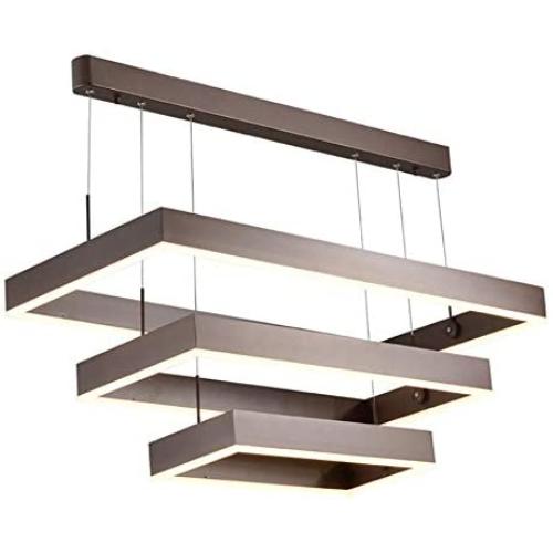 CCSUN Contemporary LED Acrylic Chandelier with Remote Control,450w Rectangular Dining Room Pendant Light Dimmable Modern Creative Ceiling Light Adjustable Height Island Lights for Living Room Kitchen