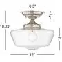 Schoolhouse Floating Ceiling Light Semi Flush Mount Fixture Brushed Nickel 12'' Wide Clear Glass for Bedroom Kitchen Living Room Hallway Bathroom - Regency Hill