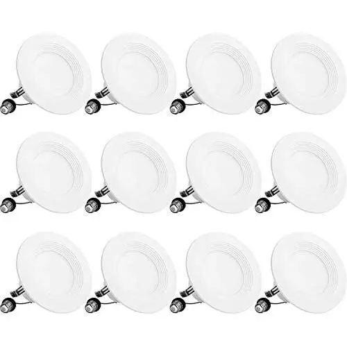 BBounder LED Recessed Lighting 4 Inch 12Pack, Dimmable, Damp Rated, LED Downlight with Baffle Trim, 8.5W=60W 650LM 4000K Cool White Can Lights, Simple Retrofit Installation - UL + Energy Star