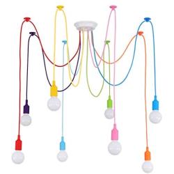 Spider Chandelier Colorful Pendant Light, Kids Fun Color DIY Ceiling Lighting Fixtures Lamp for Dids Room,Girls Rooms,Boy Room,Playroom,Classroom, Living Room, Bedroom.E26, 8 Lights.