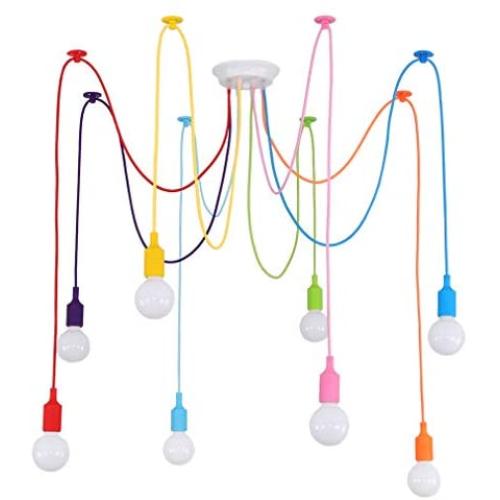 Spider Chandelier Colorful Pendant Light, Kids Fun Color DIY Ceiling Lighting Fixtures Lamp for Dids Room,Girls Rooms,Boy Room,Playroom,Classroom, Living Room, Bedroom.E26, 8 Lights.