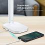 LITOM LED Desk Lamp, Eye-Caring Office Table Lamps with Night Light, 10 Brightness, 5 Color Temperature, USB Charging Port, 1H Timer, Touch Control, Memory Function for Reading, Work, Study (White)
