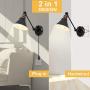 Plug in Wall Sconces Set of 2, PARTPHONER Swing Arm Wall Lamp with Dimmable On Off Switch, Metal Black Vintage Industrial Wall Mounted Lighting Reading Light Fixture for Bedside Bedroom Indoor Doorway Plug in Wall Sconces Set of 2, PARTPHONER Swing Arm Wall Lamp with Dimmable On Off Switch, Metal Black Vintage Industrial Wall Mounted Lighting Reading Light Fixture for Bedside Bedroom Indoor Doorway