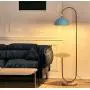 Hsyile KU300240 Modern Standing Light for Bedroom & Living Room Floor Lamp with a Table,LED Floor Lamp for Reading - Brushed Brass Finish and Blue Lamp Shade - Bulb Included