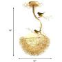 LITFAD 1 Light Woven Nest Chandelier Light Contemporary Metal and White Glass Pendant Lamp with Bird Accents Creative LED Hanging Ceiling Light Fixtur for Dining Room Living Room Restaurant