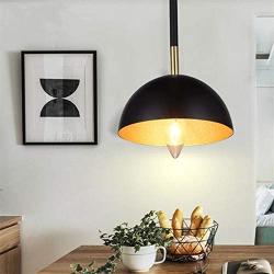 Modern Industrial Pendant Light, Metal Hanging Light with Dome Shade One Lights Simple Black Pendant Barn Light for Kitchen Dining Room Restaurant Cafe Lights Hemispherical Bowl Chandelier