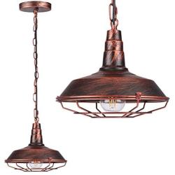 CINOTON Farmhouse Pendant Light, Industrial Metal Cage Pendant Lighting for Kitchen Island, Pendant Ceiling Light Fixture for Dining Room
