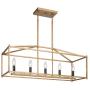 KSANA Gold Chandelier, Island Lights for Kitchen, 5-Light Modern Linear Chandeliers, 30” Large Metal Rectangle Light Fixture for Dining Room