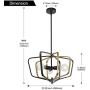 VINLUZ Industrial Vintage 3 Light Iron Metal Pendant Ceiling Light Fixtures Matte Black and Gold Kitchen Island Chandelier Hanging for Dining Room Entryway Hallway