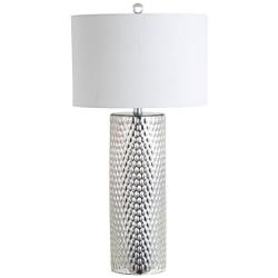 JONATHAN Y JYL1013A Isabella 30'' Glass LED Table Lamp Contemporary,Transitional,Modern,Glam for Bedroom, Living Room, Office, College Dorm, Coffee Table, Bookcase, Silver