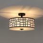 SOTTAE 12'' Elegant 2 Lights Black Finished Semi Flush Mount Ceiling Light,Metal Hanging Fixture Lighting,Glass Diffuser Ceiling Lamp for Bedroom,Living Room,Kitchen, Hallway
