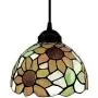 LITFAD Elegant Tiffany Style Pendant Light with Oversize Sunflower Pattern One-Light LED Ceiling Hanging Pendant Lamp Chandelier for Kitchen Island Dining Room Restaurant - A