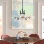MOTINI 5-Light Sputnik Chandelier with Clear Glass 5LT Modern Pendant Geometric Light Rod Hanging Lighting Indoor 27''x 27''x11'', Black/Brushed Nickel