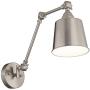 Mendes Industrial Swing Arm Wall Lamp Brushed Nickel Hardwired Light Fixture Metal Shade for Bedroom Bedside Living Room Reading - 360 Lighting