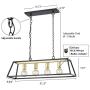 WOXXX Black Farmhouse Kitchen Island Lighting Modern Chandelier Industrial Ceiling Light Fixtures for Dining Room Living Room Foyer Bar Restaurant (4-Light)