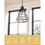 VICNIE 1-Light Mini Pendant Light, Farmhouse Hanging Light Fixture with Adjustable Cords, Seeded Glass Shade, Metal Frame, Black Finish for Kitchen Islands, Dining Room