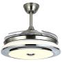 Southerns Lighting 36 Inch Modern Invisible Ceiling Fans with Light Retractable Blade Modern Ceiling Fan Chandelier Remote Control Lights for Living Room Bedroom LED Light with Fan (Silver-03)