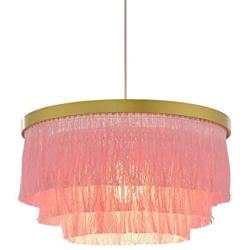 Nordic Decorative Pendant Light Warm Romantic LED Tassel Ceiling Chandeliers Gray/Blue/Pink/White Creative Restaurant Bedroom Dining Room Ceiling Hanging Lamp ( Color : Pink )