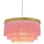 Nordic Decorative Pendant Light Warm Romantic LED Tassel Ceiling Chandeliers Gray/Blue/Pink/White Creative Restaurant Bedroom Dining Room Ceiling Hanging Lamp ( Color : Pink )