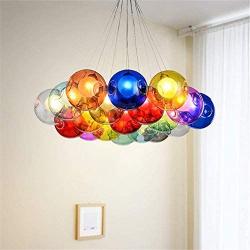 Cgjdzmd Colorful Glass Ball Pendant Light Fixture, DIY Clear G4 Soap Bubble Hanging Lamp Restaurant Living Dining Room Indoor Ceiling Decoration Multi-Color Transparent Chandelier ( Color : 12-Head )