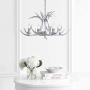 JONATHAN Y JYL6301C Eldora 26'' Adjustable Resin Antler 4-Light LED Chandelier Glam,Rustic,Cottage Dimmable, for Dining Room, Foyer, Bedroom, Silver