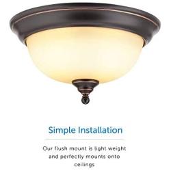 NOMA Classic Flush Mount Ceiling Light Fixture | Perfect for Entryway, Bedroom, Kitchen, Hallway or Dining Room | 13” W, Oil Rubbed Bronze