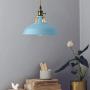 KWOKING Lighting Lovely Industrial 1 Light Pendant Lamp Modern Ceiling Lights with Adjustable Cord Colorful Hanging Lamp for Dining Table Restaurant Kitchen Island Blue Finish