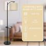 Kira Home York 63'' Minimalist Tray LED Floor Lamp (7W LED, Energy Efficient/Eco-Friendly) + Honey Beige Shade - Modern Standing Arc Light with Hanging Lamp Shade, Black Finish