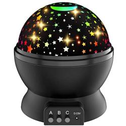 ATOPDREAM Night Light for Kids, Star Night Light Projector for Kids Rotating Light Projector for Kids Quiet Night Lights for Boys Age 2-10 Xmas Gifts for 2-10 Year Old Boys Stocking Stuffers Black