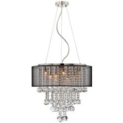 Bretton Brushed Nickel Chandelier 22'' Wide Modern Clear Glass Crystal Black Sheer Shade 12-Light Fixture for Dining Room House Foyer Kitchen Island Entryway Bedroom Living Room - Possini Euro Design