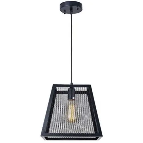 Diborui 1-Light Industrial Kitchen Island Lighting with E26 Sockets, Rectangular Vintage Pendant Light, Farmhouse Hanging Ceiling Light Fixture Metal Retro Chandeliers for Restaurant