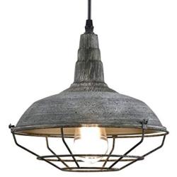 Vintage Metal Cage Barn Ceiling Pendant Hanging Light Fixture Stained Finish Mold Color 1-Light