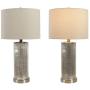 Maxax USB Table Lamp Sets of 2 Nightstand Lamps with Oatmeal Fabric Shade for Living Room and Bedroom,Nickel Finish