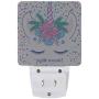 2 Pack Plug-in LED Night Light Lamp Magic Unicorn Cream Pink Floral Printing with Dusk to Dawn Sensor for Bedroom, Bathroom, Hallway, Stairways, 0.5W