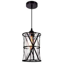 HMVPL Pendant Lighting Fixtures, Black Farmhouse Hanging Chandelier Lights with Glass Shade, Mini Industrial Ceiling Lamp for Kitchen Island Dining Room Over Sink Hallway Bedroom