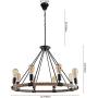 OYI Hemp Rope Style Pendant Light, 8 Lights Retro Industrial Chandelier Metal Island Light Chain Ceiling Lamp E26 Socket