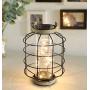 JHY DESIGN Metal Cage LED Lantern Battery Powered,9.4'' Tall Cordless Accent Light with 20pcs Fairy Lights Great for Weddings Parties Patio Events Indoors Outdoors