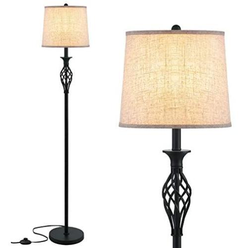 LED Floor Lamp, Hong-in Classic Standing Lamp with Twist Design, Vintage Tall Pole Light for Bedroom Living Room Office Dinning Room Reading, Rustic Upright Floor Light, Pedal Switch