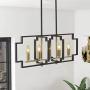Emliviar 5-Light Island Lighting, Modern Kitchen Dining Room Light Fixtures, Black and Gold Finish, JE1981-5LP BK+G