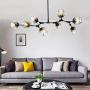 Modern Molecular Chandelier, E26 Nordic Bubble Ball Rotating Ceiling Light with Glass Lampshade, Pendant Lighting Rod Fixtures for Living Dining Room Bedroom Bar(Bulbs Not Included) (Black2, 8 Lights)