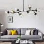 Modern Molecular Chandelier, E26 Nordic Bubble Ball Rotating Ceiling Light with Glass Lampshade, Pendant Lighting Rod Fixtures for Living Dining Room Bedroom Bar(Bulbs Not Included) (Black2, 8 Lights)