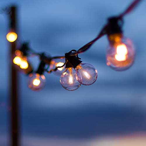 2 Pack Globe String Lights with 120 Edison G40 Bulbs (20 Spare), 112 Ft Hanging Outdoor String Lights Connectable Waterproof for Indoor Bedroom Patio Garden Porch Wedding Party Christmas, Black Wire