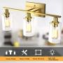 Tangkula 3 Light Wall Lamp, Modern Glass Wall Sconces, E26 Light Bulbs Vanity Light, Silver Energy Saving Fixtures Wall Light, Suitable for Bedroom Living Room Porch Kitchen Cafe
