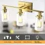 Tangkula 3 Light Wall Lamp, Modern Glass Wall Sconces, E26 Light Bulbs Vanity Light, Silver Energy Saving Fixtures Wall Light, Suitable for Bedroom Living Room Porch Kitchen Cafe