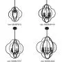 VINLUZ Farmhouse Chandeliers 4-Light Black Finish Metal Globe Orbits Kitchen Island Pendant Lighting with Pivoting Interlocking Rings, Modern Ceiling Hanging Lamp for Dining Room Bedroom Hallway