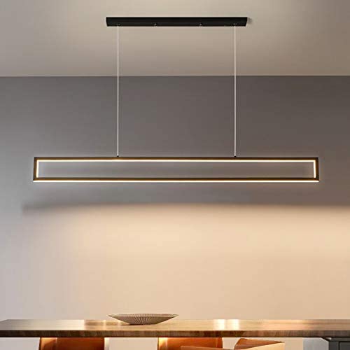 LITFAD Rectangle Ceiling Hanging Light Fixture Modern LED Pendant Lighting Minimalism Metal Dining Room LED Island Pendant in Black for Living Room Restaurant Bar, Warm Light LITFAD Rectangle Ceiling Hanging Light Fixture Modern LED Pendant Lighting Minimalism Metal Dining Room LED Island Pendant in Black for Living Room Restaurant Bar, Warm Light